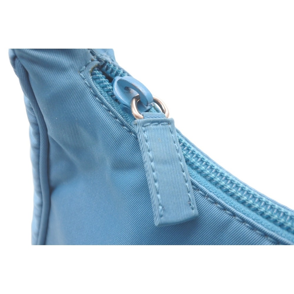 PRADA Hobo Handbag Blue Triangle Logo One Shoulder - Picture 4 of 10